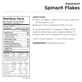 Spinach Flakes Nutritional Information