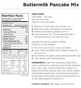 Buttermilk Pancakes Nutritional Information